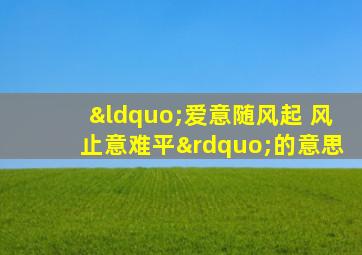 “爱意随风起 风止意难平”的意思
